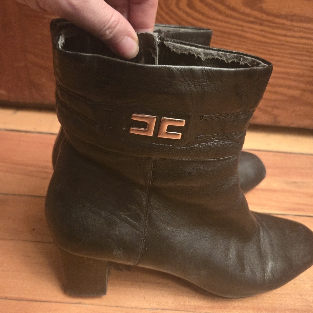 Bandolino Black Ankle Boots with Gold Accent